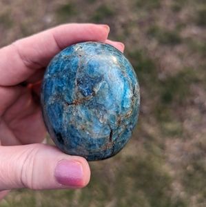 Blue Apatite Palm Stone UV Reactive